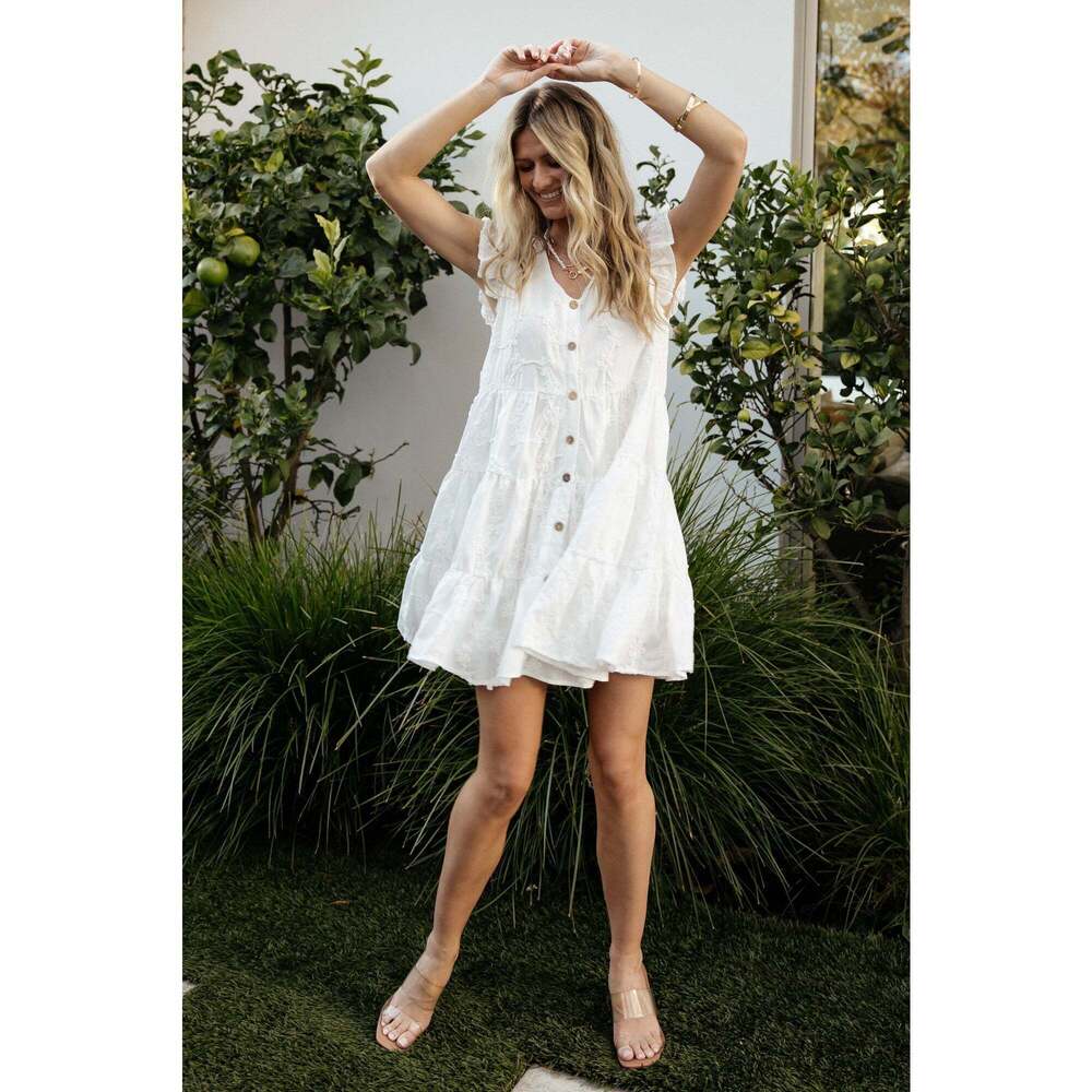 Baltic Born Kayla Button Up Short Dress | Off White Size LL